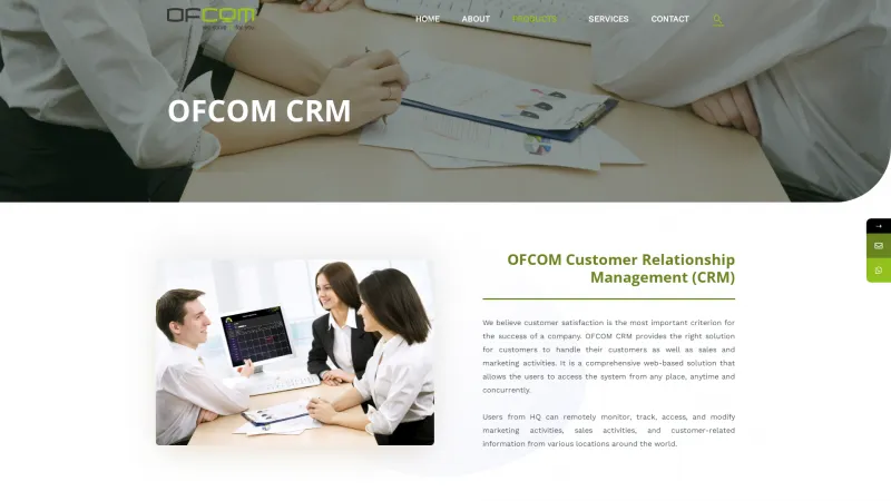 Homepage of OFCOM CRM