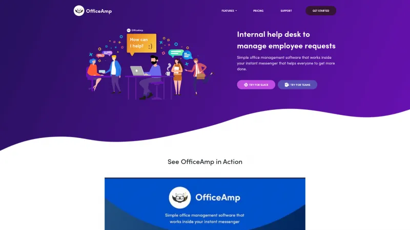 Homepage of OfficeAmp