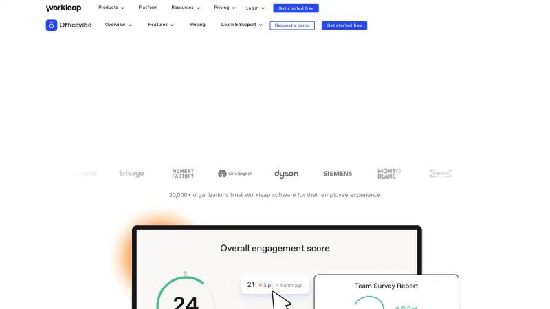 Homepage of Workleap Officevibe