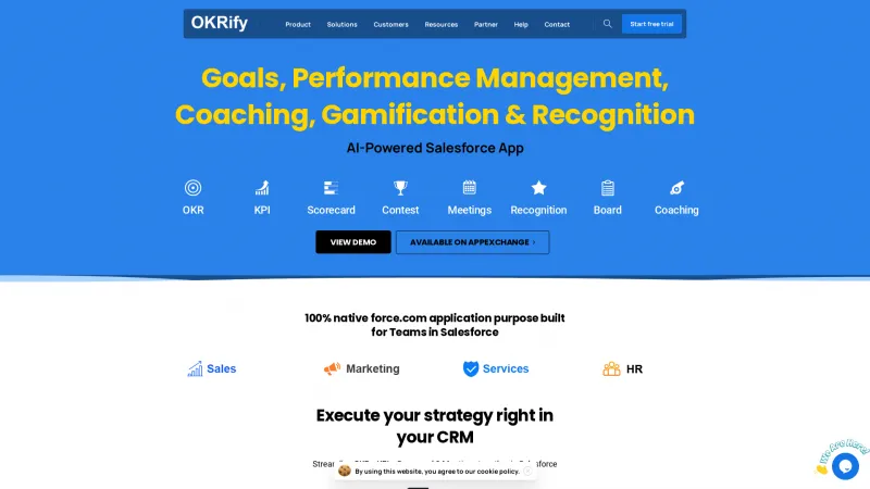 Homepage of OKRify