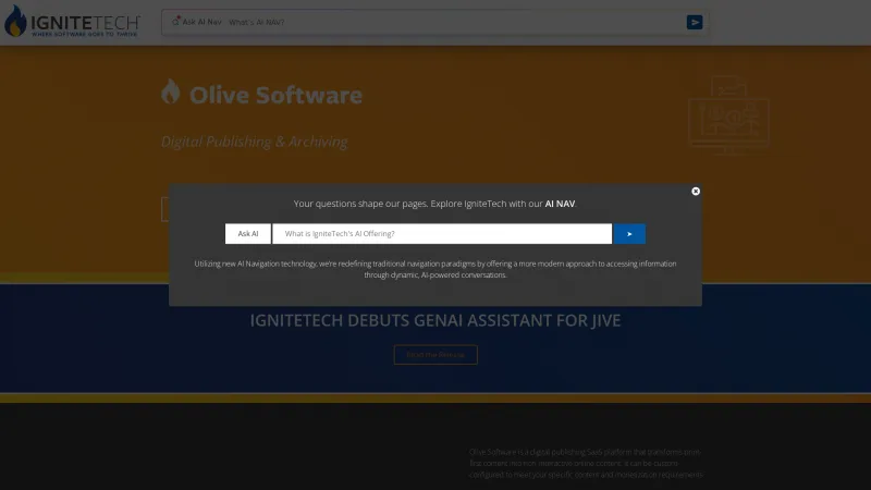 Homepage of Olive Software