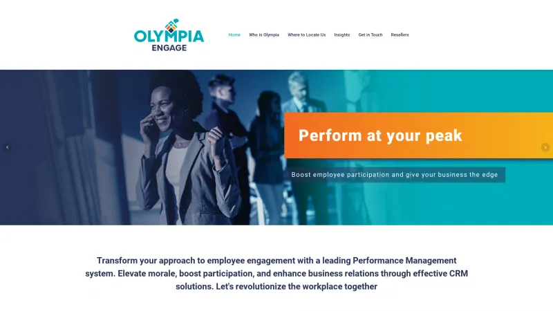 Homepage of Olympia Engage