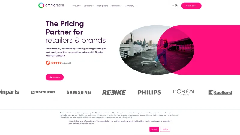 Homepage of Dynamic Pricing by Omnia Retail