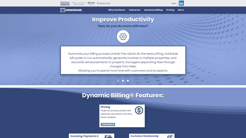 Homepage of Dynamics Billing