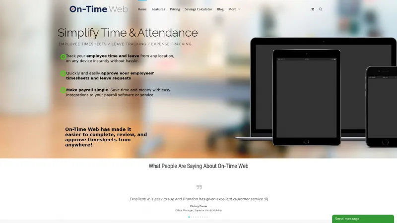 Homepage of On-Time Web