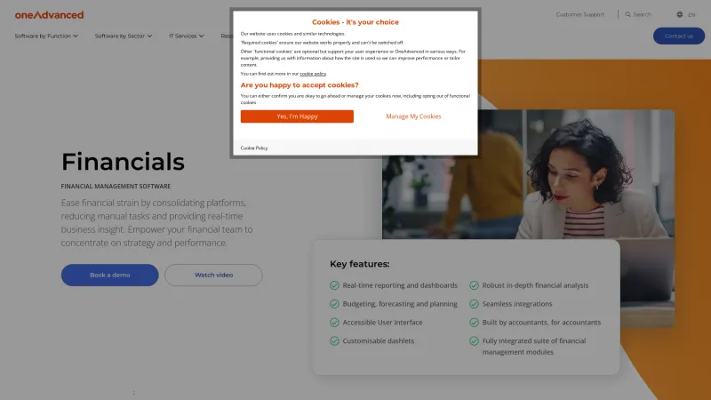 Homepage of Advanced Financials