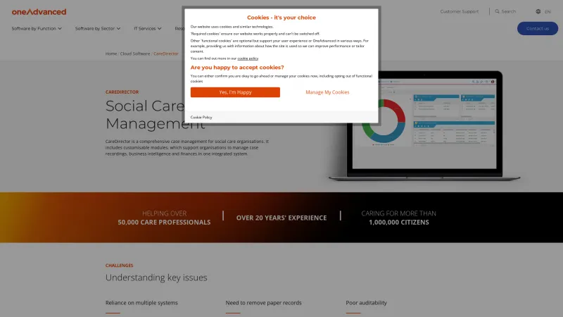 Homepage of CareDirector