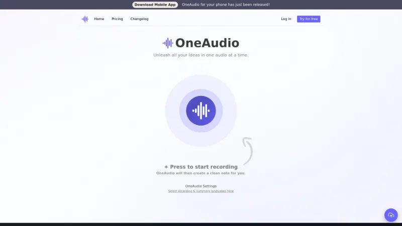 Homepage of OneAudio