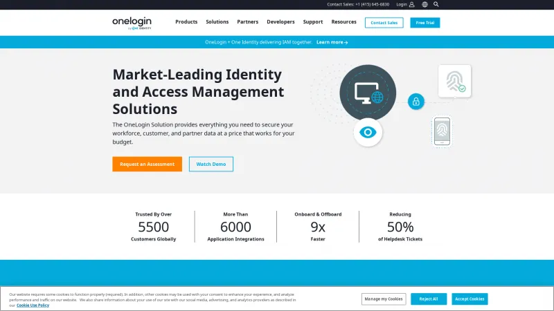 Homepage of OneLogin