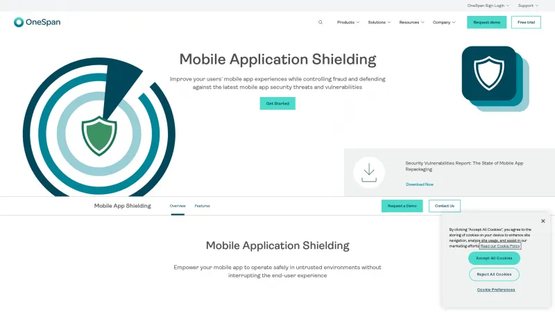 Homepage of OneSpan Mobile App Shielding