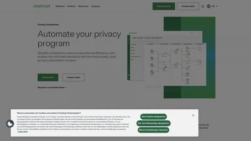 Homepage of OneTrust Privacy & Data Governance Cloud