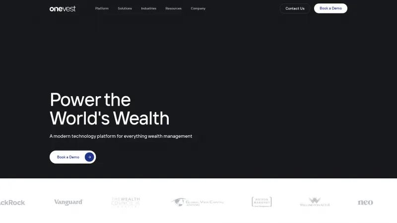 Homepage of OneVest