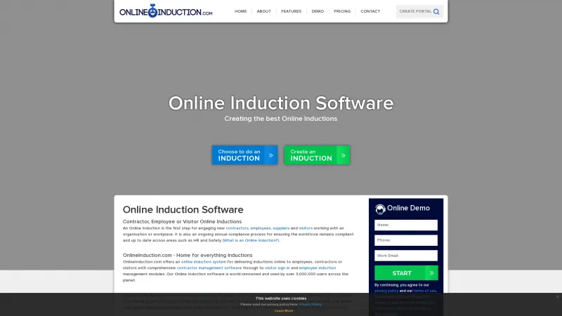 Homepage of Online Induction