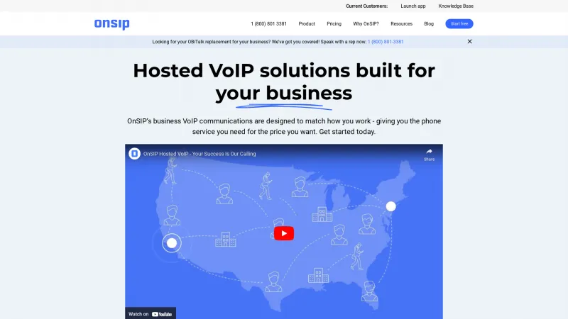 Homepage of OnSIP