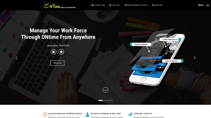 Homepage of OnTime Employee Manager