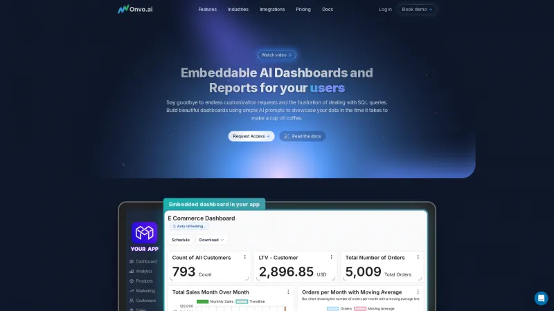 Homepage of Onvo.ai