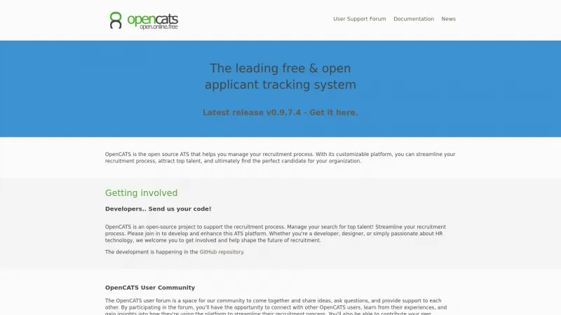 Homepage of OpenCATS