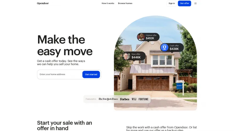 Homepage of Opendoor