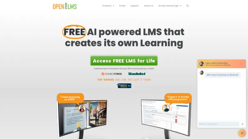 Homepage of Open eLMS