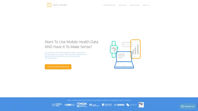 Homepage of Open mHealth