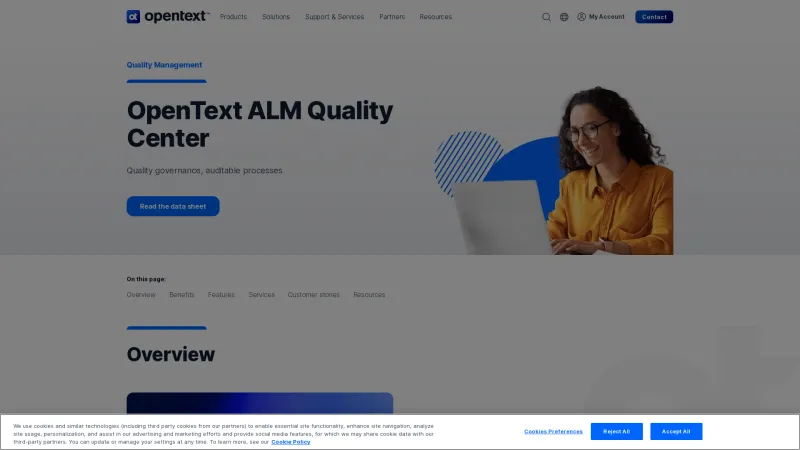 Homepage of OpenText ALM Quality Center