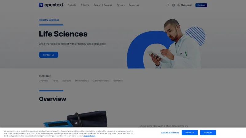 Homepage of OpenText for Life Sciences