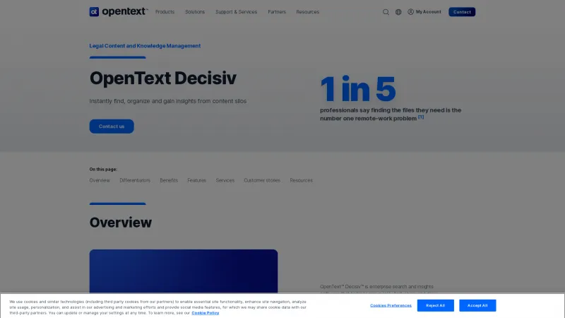 Homepage of OpenText Decisiv