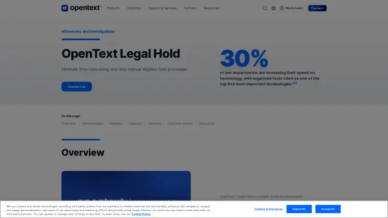 Homepage of OpenText Legal Hold