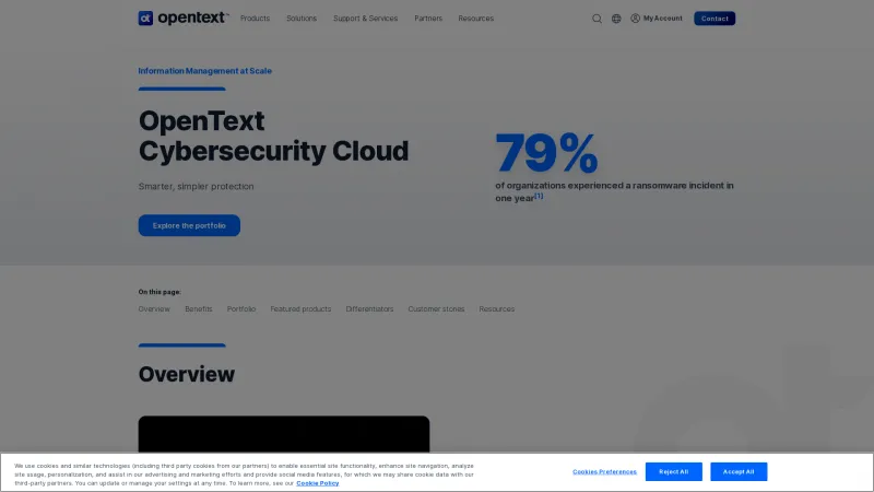 Homepage of OpenText Security Suite