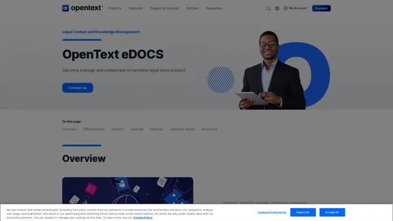 Homepage of OpenText eDOCS