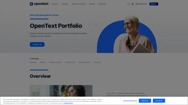 Homepage of OpenText Contract Center