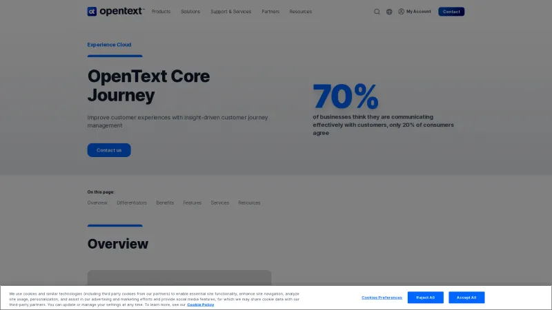 Homepage of OpenText Core Experience Insights