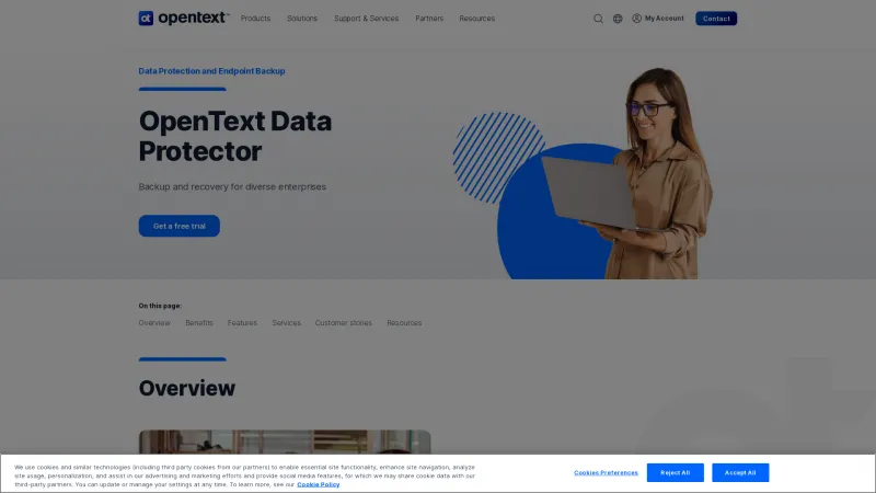 Homepage of OpenText Data Protector