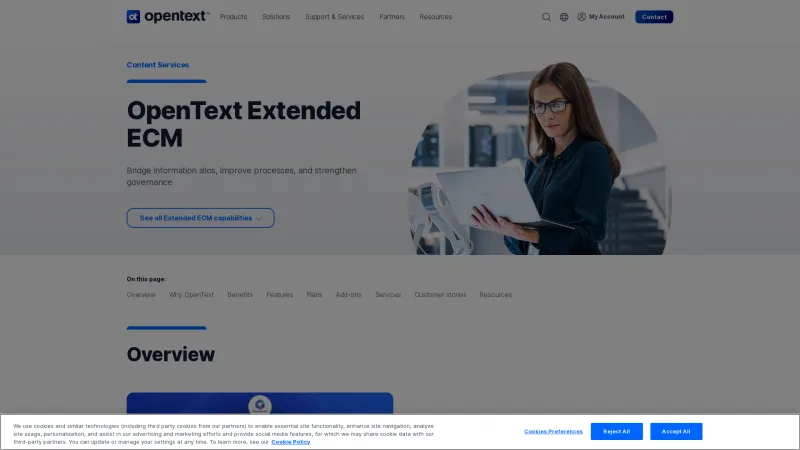 Homepage of OpenText ECM