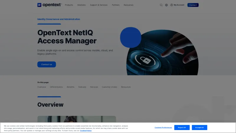 Homepage of OpenText NetIQ Access Manager