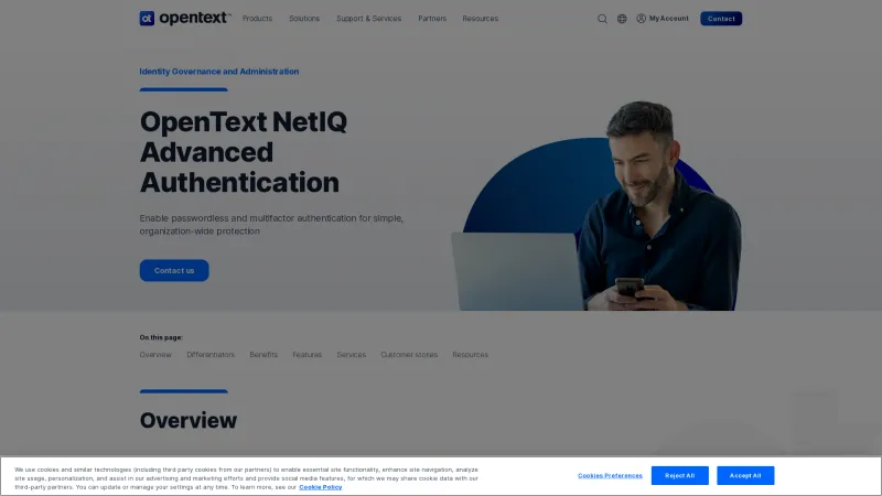 Homepage of OpenText NetIQ Advanced Authentication