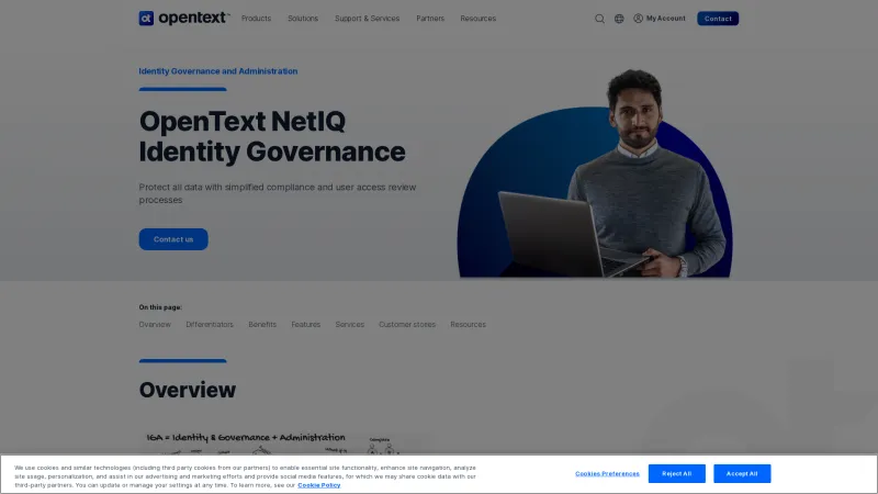 Homepage of OpenText NetIQ Identity Governance