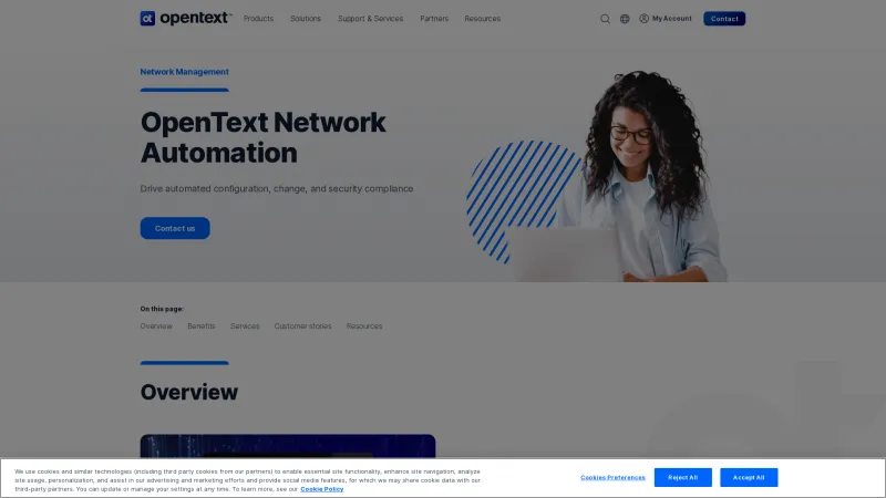 Homepage of OpenText Network Automation