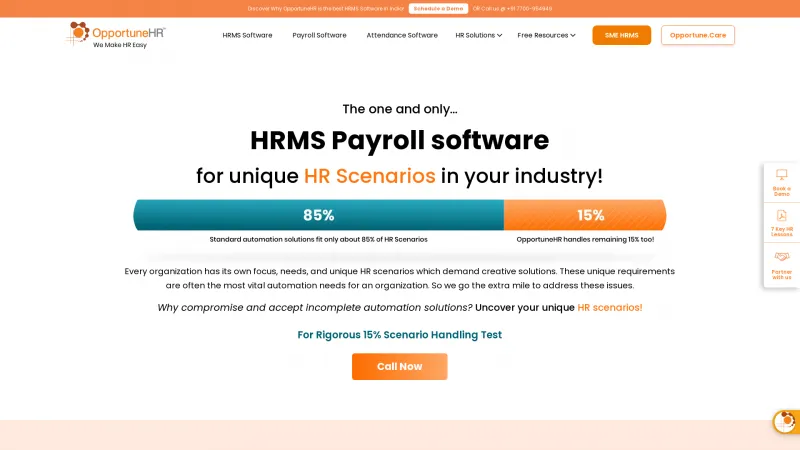 Homepage of Opportune HRMS