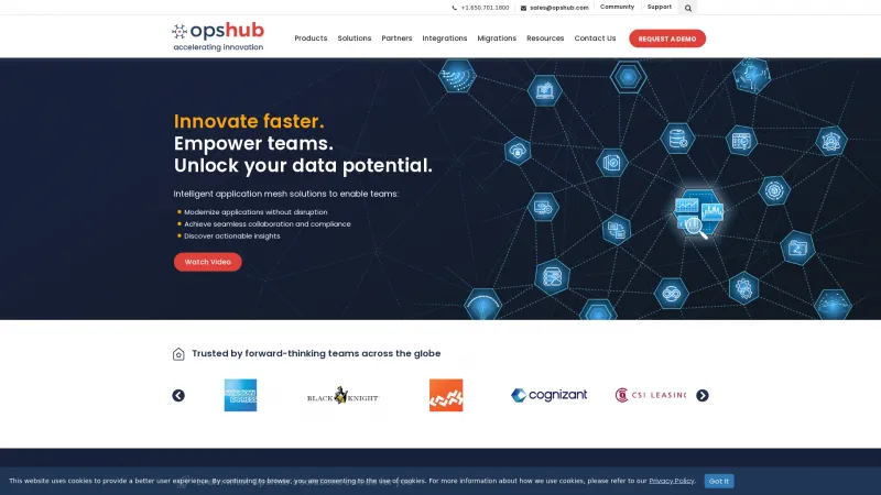 Homepage of OpsHub