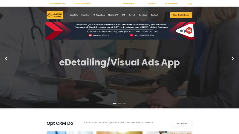 Homepage of OptCRM