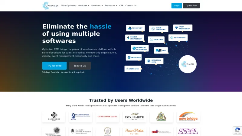 Homepage of Optimiser