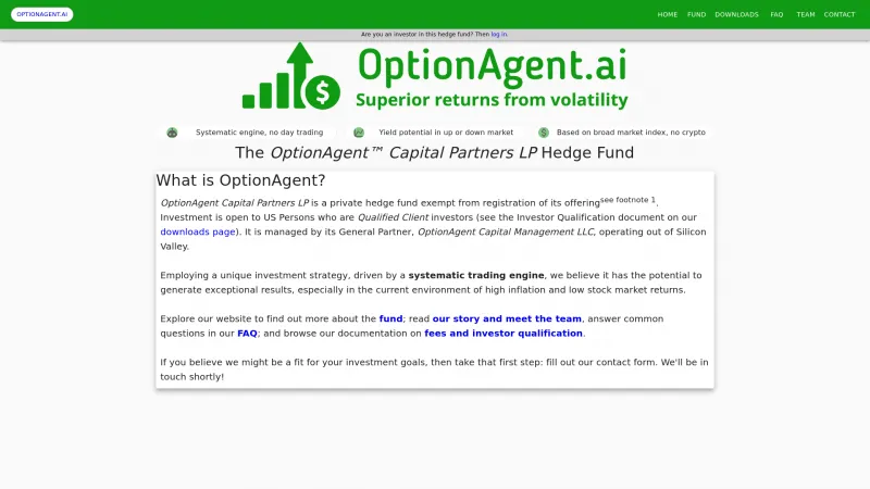 Homepage of OptionAgent.ai