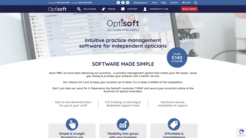 Homepage of Optisoft