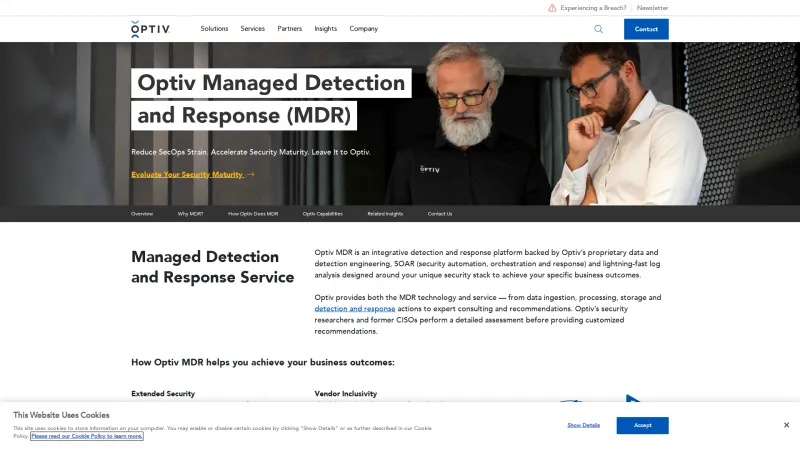 Homepage of Optiv Managed XDR