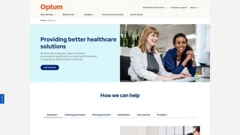 Homepage of OptumIQ