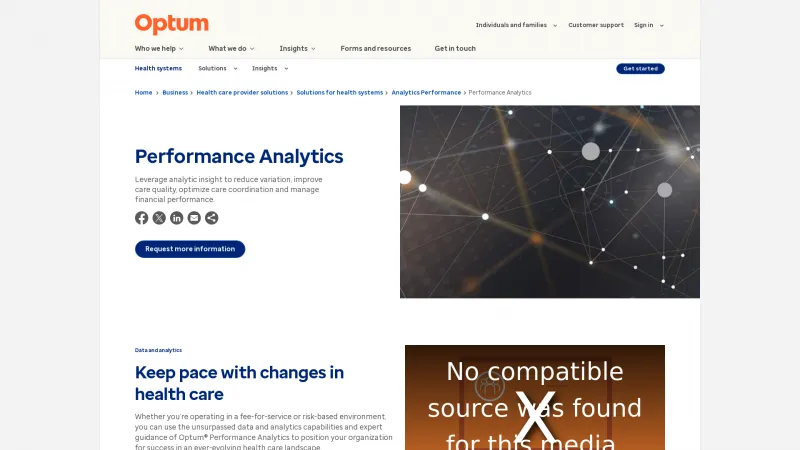 Homepage of Optum Performance Analytics