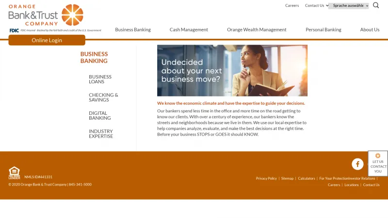 Homepage of Orange Bank