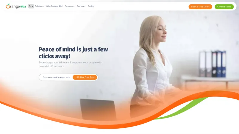 Homepage of OrangeHRM Free HR Software