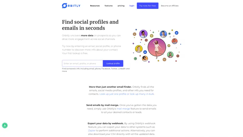 Homepage of Orbitly